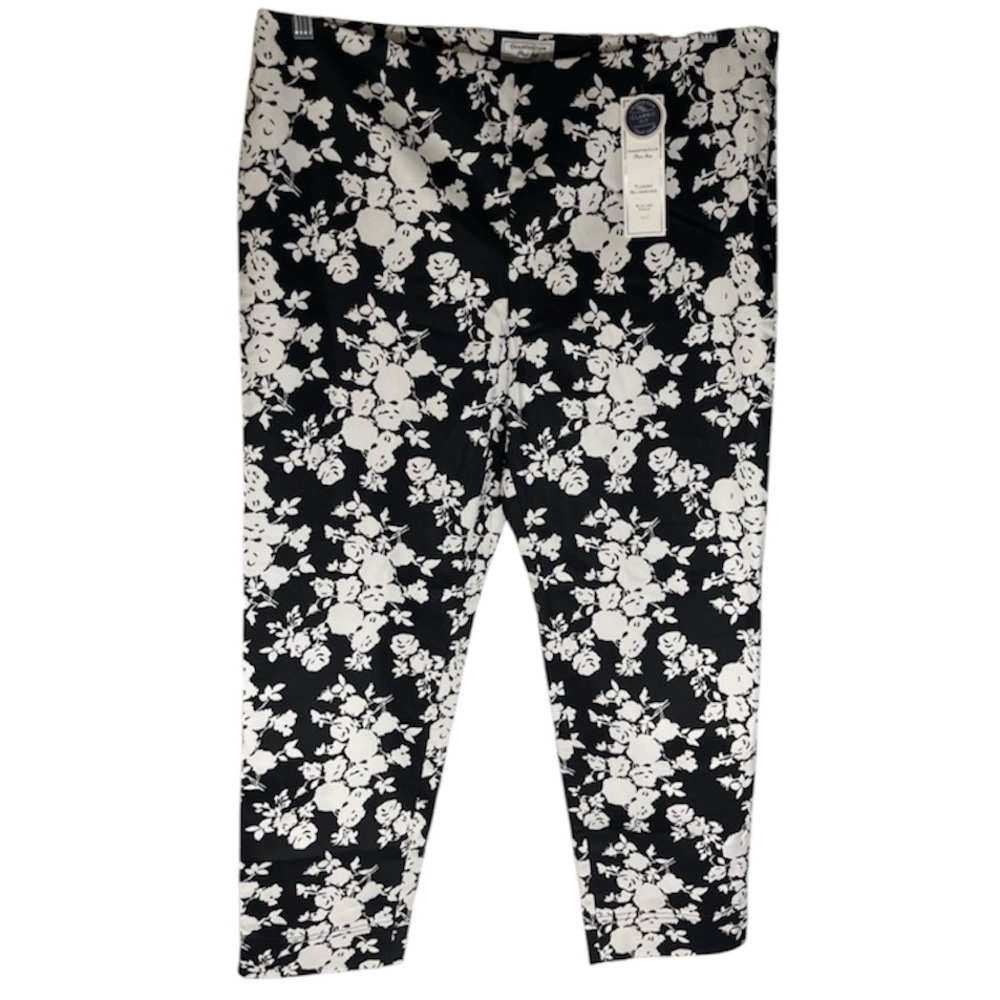 NWT: CHARTER CLUB Black and White Floral Ankle Pants Side Zipper Size 14 - Picture 2 of 8